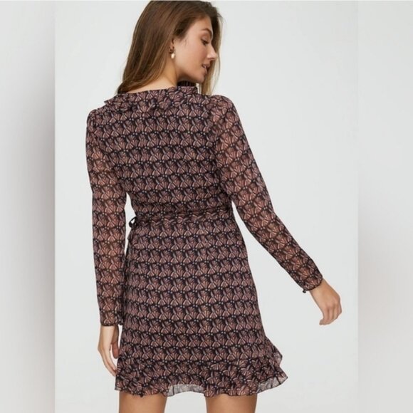 ARITZIA | Wilfred Louise wrap dress metallic  brown ruffle sz S - Picture 8 of 8